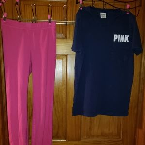Victoria secrets pink sweat pants and shirt